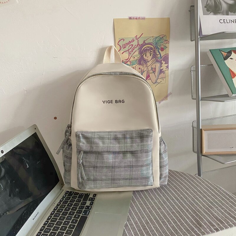 

Letter Graphic Plaid Pattern Backpack, Multicolor