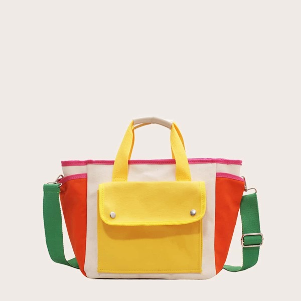 

Colorblock Double Pocket Square Bag, Multicolor
