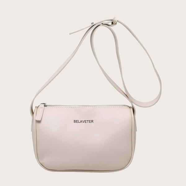 

Minimalist Letter Graphic Crossbody Bag, Beige