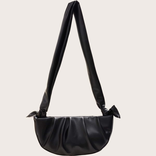 

Ruched Chain Crossbody Bag, Black