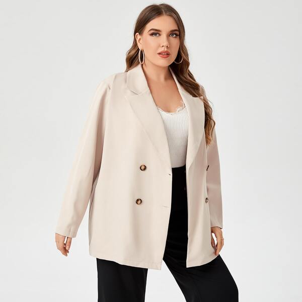 

Plus Double Breasted Blazer, Apricot
