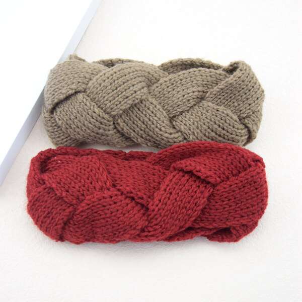 

2pcs Braided Hair Band, Multicolor