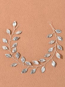 1 件女士优雅手工叶软链头带，婚礼装饰发饰 - 銀色 - 查看 4