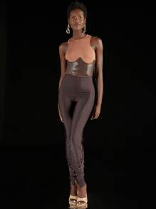 Penelope Ping Rib Knit Tank Top With Corset - Multicolor - View 3