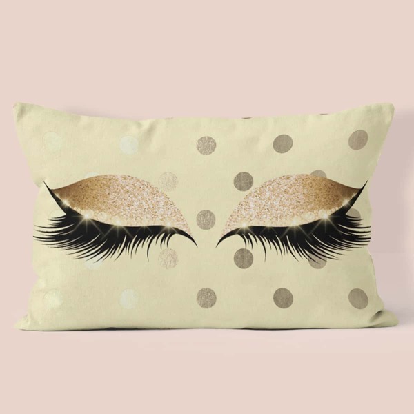 

Eyelash Print Lumbar Pillow Cover Without Filler, Multicolor