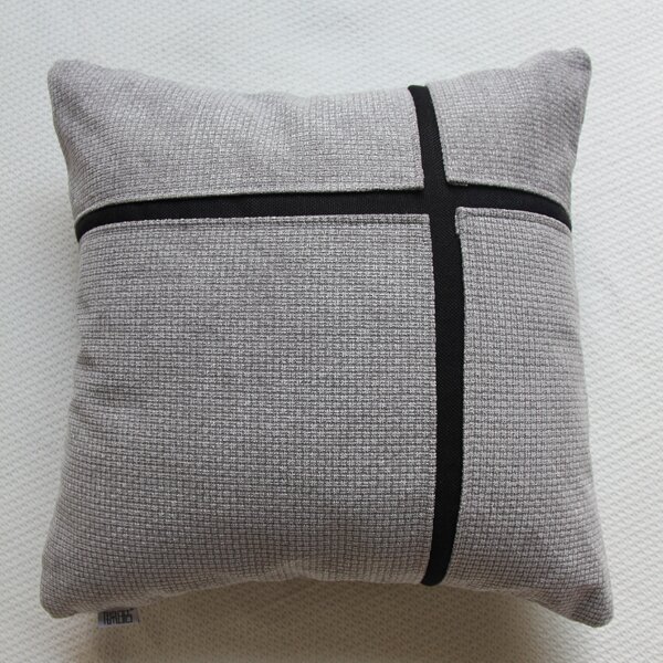 

1pc Two Tone Cushion Cover Without Filler, Grey
