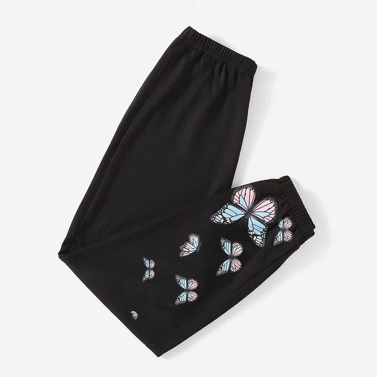 

Butterfly Print Sweatpants, Black