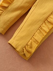 Toddler Girls Floral Print Ruffle Trim Bow Front Peplum Top & Trousers - Multicolor - View 5