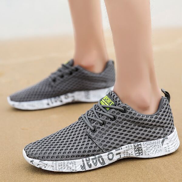 

Men Letter Graphic Mesh Sneakers, Dark grey