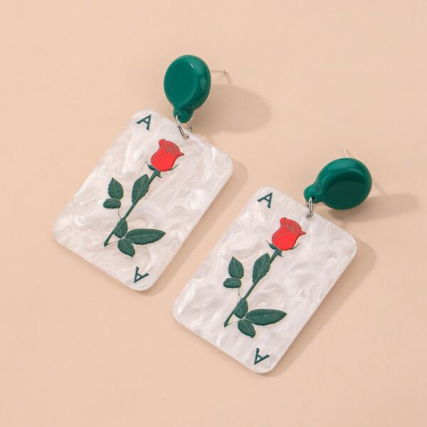 

Flower Decor Drop Earrings, Multicolor