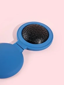 1 pieza Cepillo de pelo multifuncional con espejo plegable clásico redondo de plástico 2 en 1 para uso en seco y húmedo, apto para todo tipo de cabello, cepillo/peine de pelo, útiles escolares, accesorios de viaje y vacaciones, accesorios para el cabello para mujeres - Azul - Ver 2