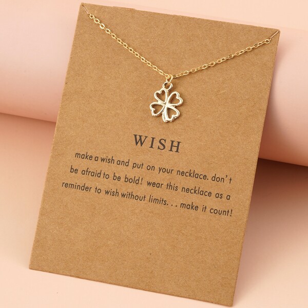 

Four Leaf Clover Charm Necklace, Gold