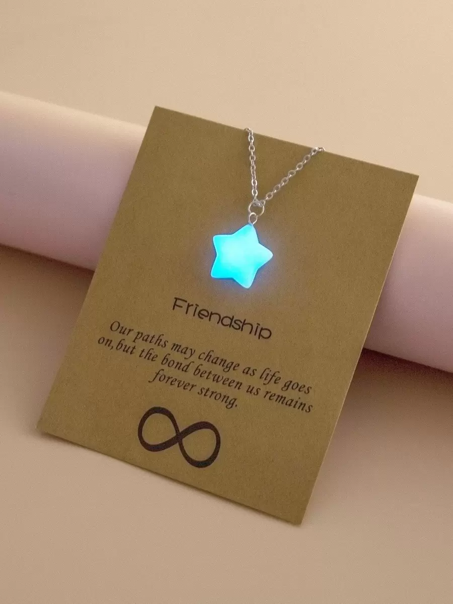 Vòng cổ mặt dây chuyền Glow In The Dark - Bạc - Xem 1