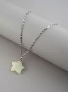 Vòng cổ mặt dây chuyền Glow In The Dark - Bạc - Xem 4