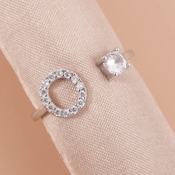 

Letter Decor Cuff Ring, Silver