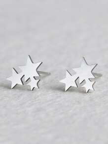 Star Stud Earrings - Silver - View 2