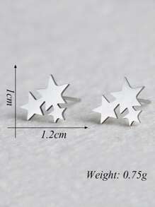 Star Stud Earrings - Silver - View 3