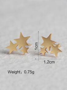 星形設計耳釘 - 金黃色 - 查看 3