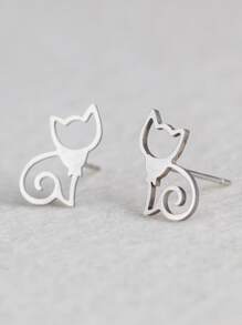 Bông tai Stud Cat - Bạc - Xem 2