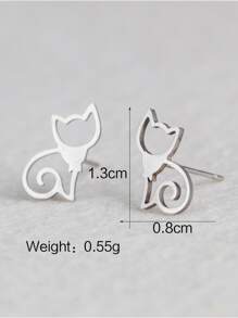 Bông tai Stud Cat - Bạc - Xem 3