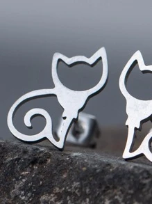 Bông tai Stud Cat - Bạc - Xem 4