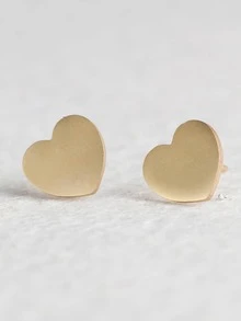 Hoa tai đinh tán thiết kế trái tim - Vàng - Xem 2