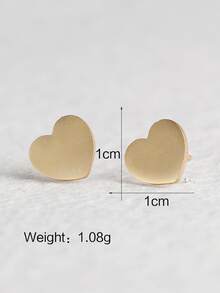 Hoa tai đinh tán thiết kế trái tim - Vàng - Xem 3