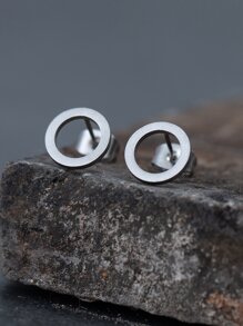 Bông tai Stud tròn - Bạc - Xem 1