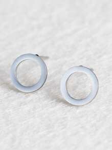 Bông tai Stud tròn - Bạc - Xem 2