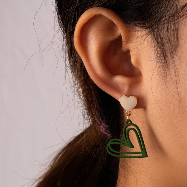 

Heart Design Drop Earrings, Multicolor