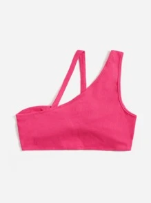 SHEIN ICON 不對稱領O形環細節上衣 - 玫紅色 - 查看 2