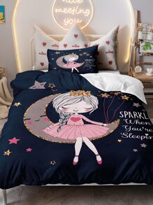 Cartoon Graphic Duvet Cover Set Without Filler - Multicolor - View 1