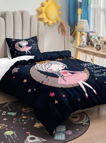 Cartoon Graphic Duvet Cover Set Without Filler - Multicolor - View 2