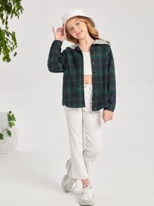 SHEIN Áo cánh Gái Nút phía trước kẻ sọc Giải trí - Nhiều màu - Xem 3