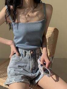 Top de tirantes unicolor de canalé