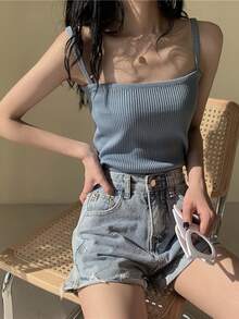 Top de tirantes unicolor de canalé