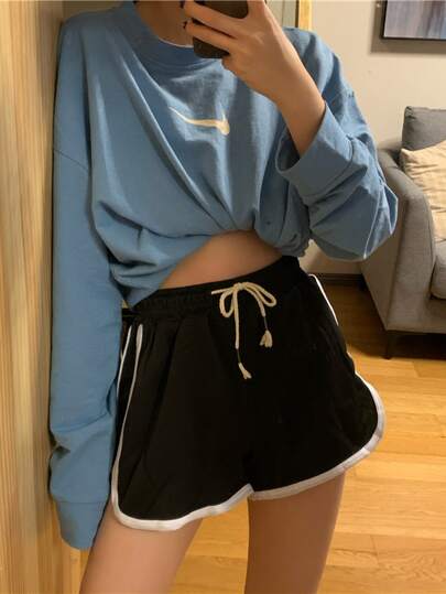 Honeyspot コントラストトリム ドローストリング イルカショートパンツの画像