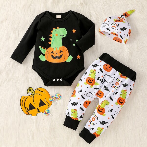

Baby Halloween Print Bodysuit & Pants Set, Multicolor