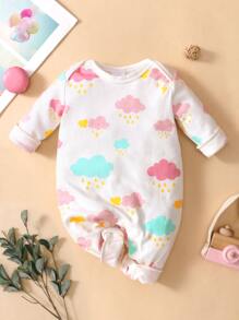 Baby Girl Cartoon Graphic Jumpsuit - White - View 1