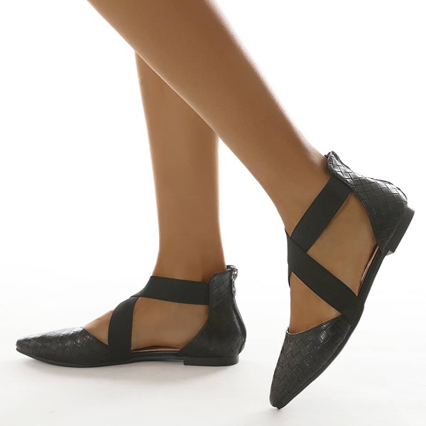 

Braided Cross Strap Flats, Black