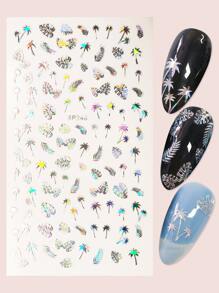 1sheet Leaf Pattern Nail Art Sticker Nail Stickers DIY - Silver - View 1