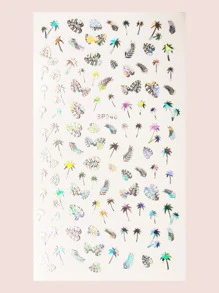 1sheet Leaf Pattern Nail Art Sticker Nail Stickers DIY - Silver - View 2