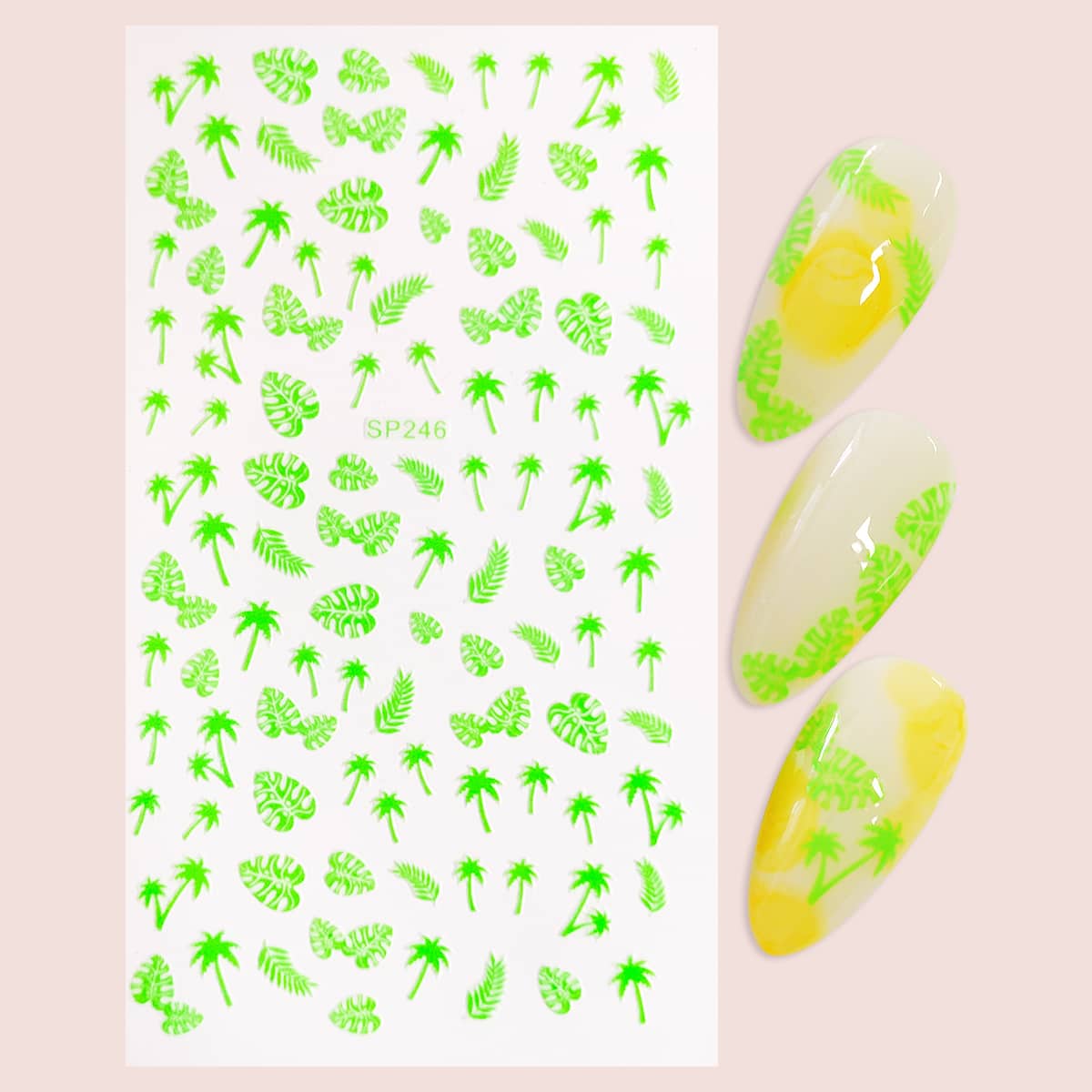 

1sheet Leaf Pattern Nail Art Sticker, Green