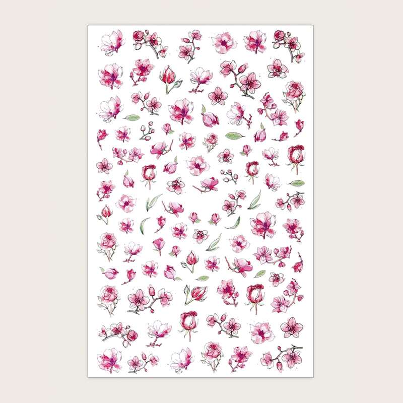 

1sheet Flower Pattern Nail Art Sticker, Multicolor