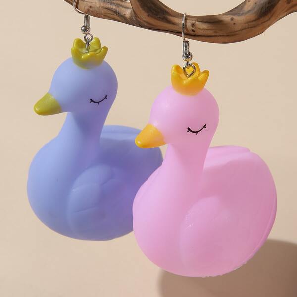 

Cartoon Swan Drop Earrings, Multicolor