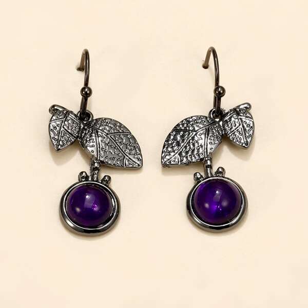 

Leaf Drop Earrings, Gun black