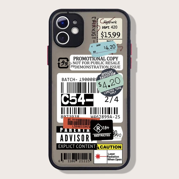 

1pc Label Print iPhone Case, Multicolor