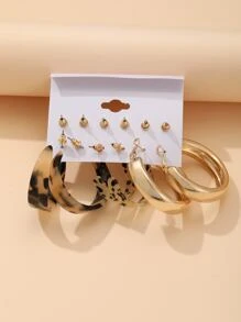 6對人造珍珠裝飾耳環 - 彩色 - 查看 5