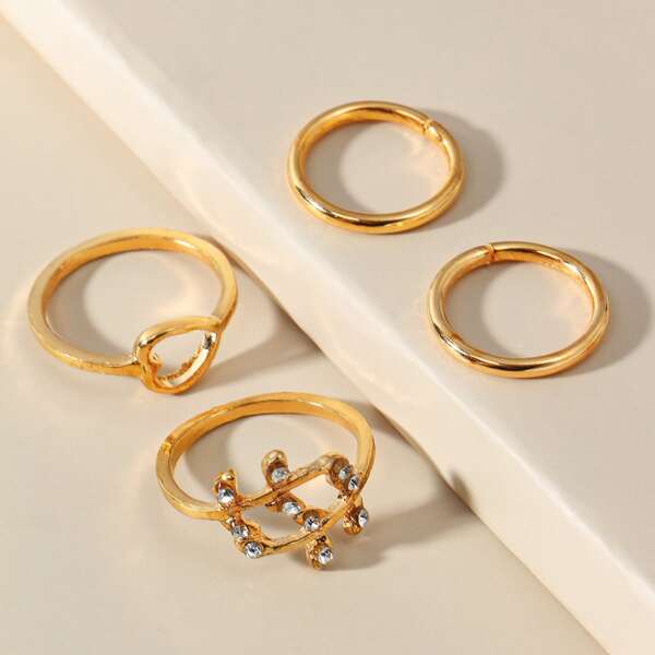 

4pcs Leaf Decor Ring, Gold