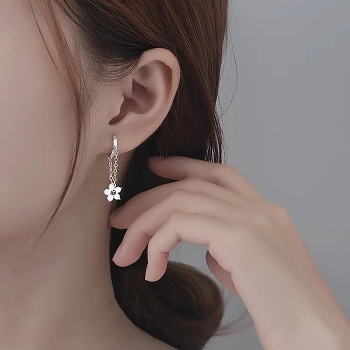 

Rhinestone Drop Earrings, Silver